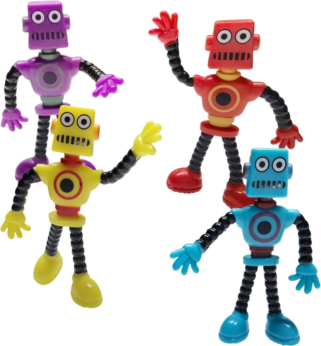 Flexible Bendable Figures Robot 4 Pcs Twisted Deformed Doll Decompression Toy for Boys Girls Cool Stuff Cute Things Funny Gift