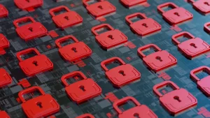 Cybersecurity concept red padlocks