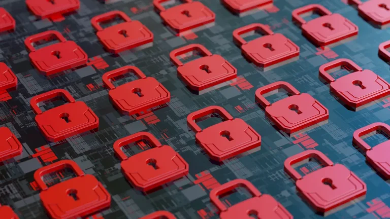 Cybersecurity concept red padlocks