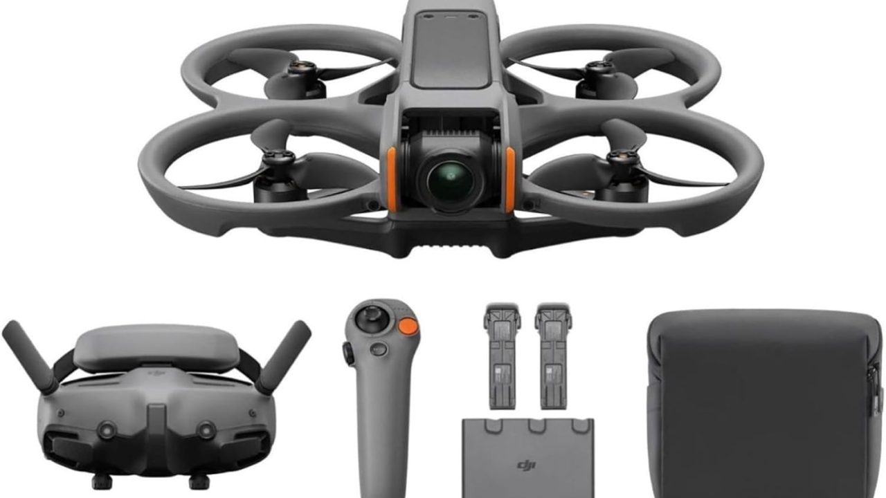 DJI Avata 2 Fly More Combo (3 Batteries), FPV Drones with Camera for Adults 4K, Immersive Experience, One-Push Acrobatics, Built-in Propeller Guard, 155° FOV, Drone Compliant with FAA Remote ID