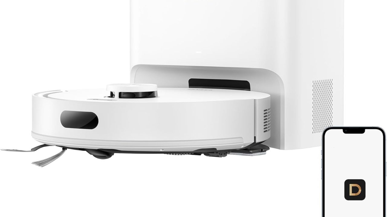 DREAME D20 Air Plus Robot Vac and Mop Combo with 20,000Pa Suction, Anti-Tangling Tech, Auto-Emptying Dock, Deep Carpet Cleaning and Smart Navigation White