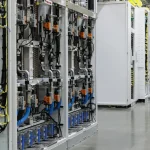 racks of GPUs (graphics processing units) with a closed-loop liquid cooling system are seen inside an operational Microsoft data centre in Karawang, West Java.