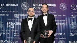 Demis Hassabis and John Jumper attend the 10th Breakthrough Prize Ceremony at the Oscars