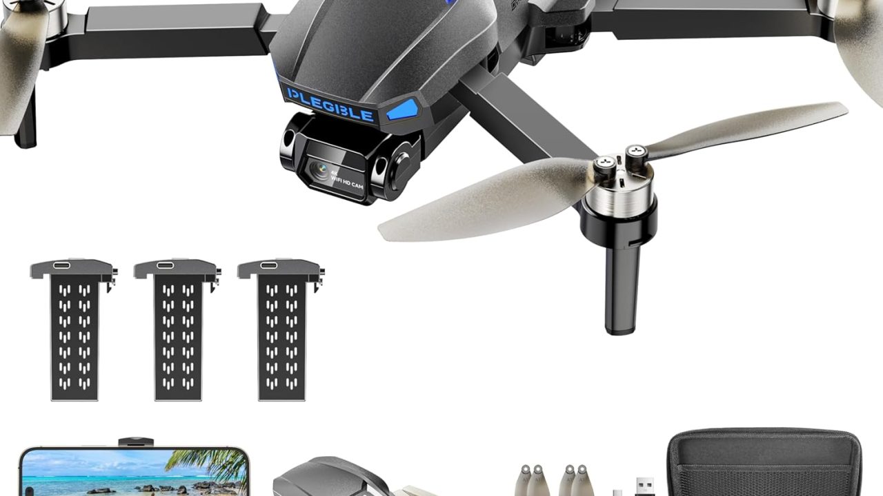 PLEGBLE Drones with Camera for Adults 4K, FPV Drone for Kids Beginners, Foldable RC Quadcopter with 3 Batteries 45 Mins Long Flight Time, Brushless Motor, One Key Start, Toys Gifts for Boys Teen Men