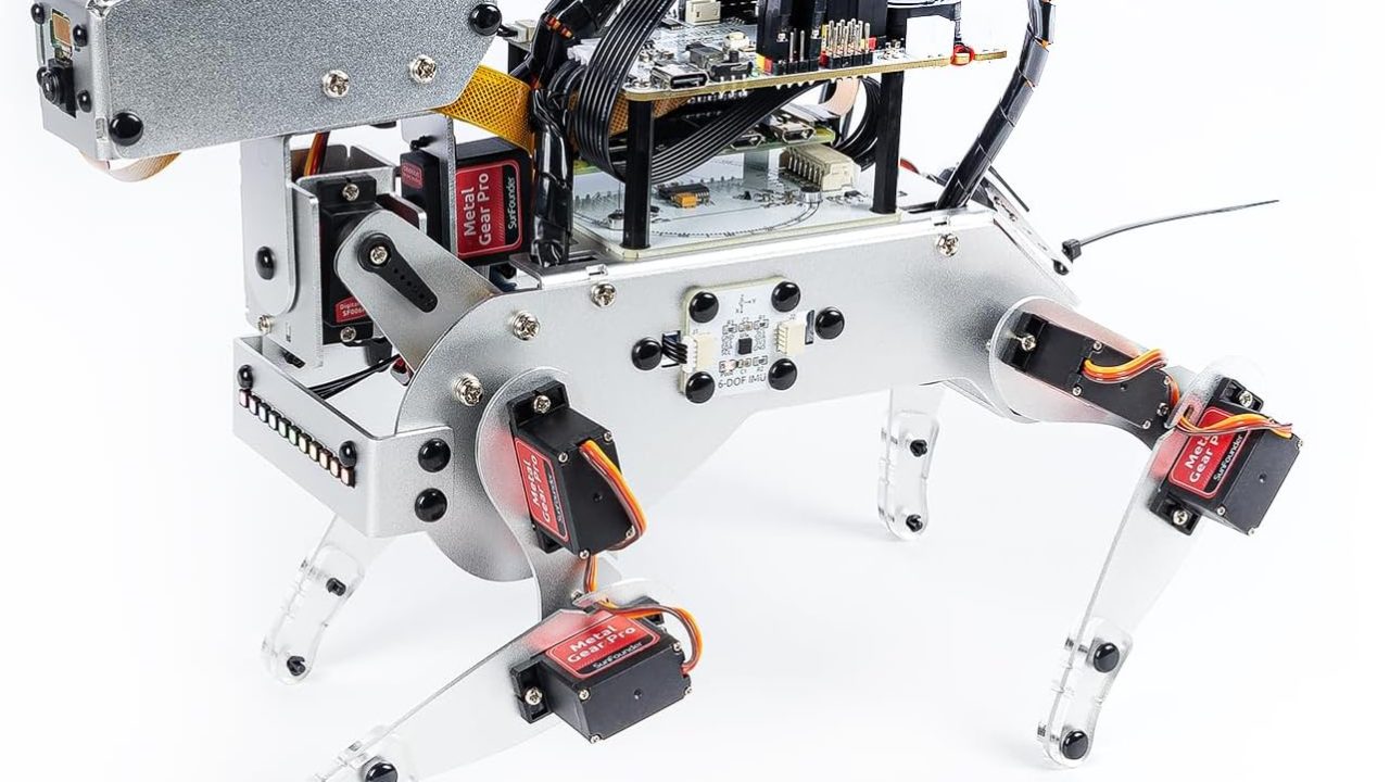 SunFounder AI Robot Kit with Raspberry Pi Zero 2 W+32G TF Card, ChatGPT-4o Enabled with Voice Command & Video Recognition, App Control, FPV, 12 Servos, Gyroscope, Camera, Mic