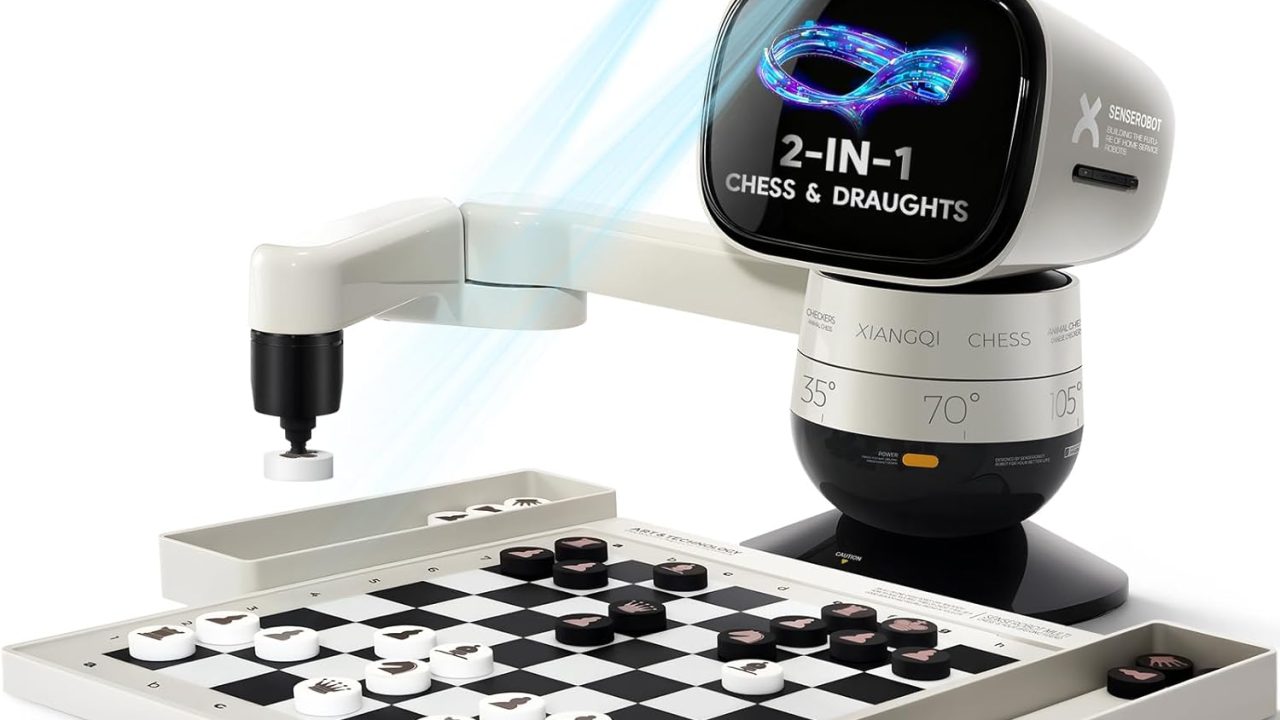 SenseRobot Lite AI Robotic Chess & 10x10 International Draughts Set with Robotic Arm, Electronic Chess Board for Kids & Adults, 25 Levels, 1200+ Lessons, Voice Guidance, Wi-Fi OTA
