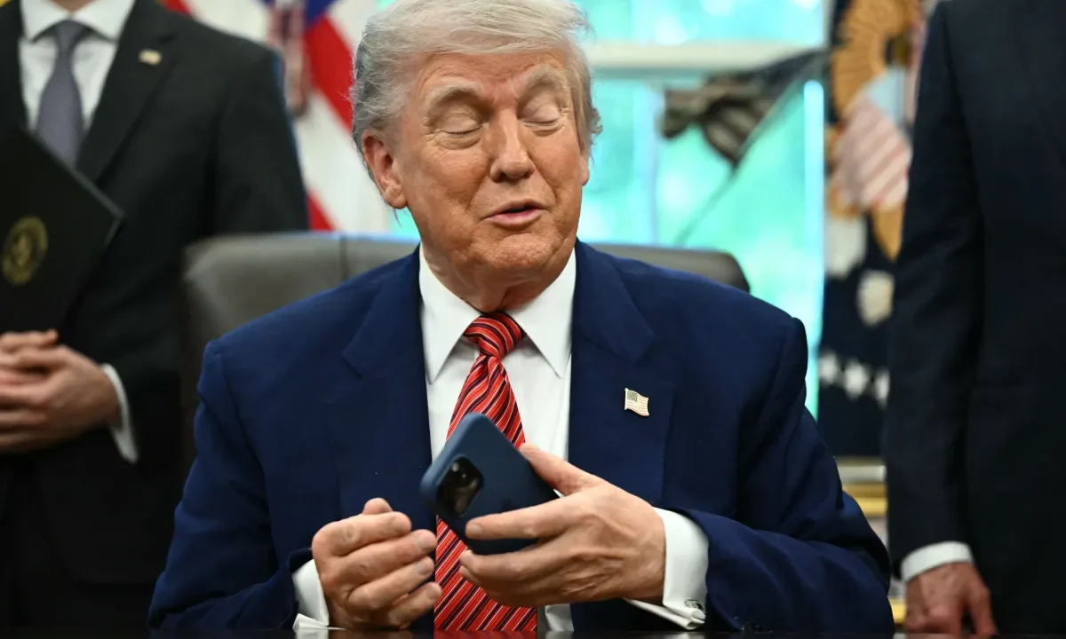 US President Donald Trump speaks after signing executive orders in the Oval Office of the White House in Washington, DC, on May 23, 2025.