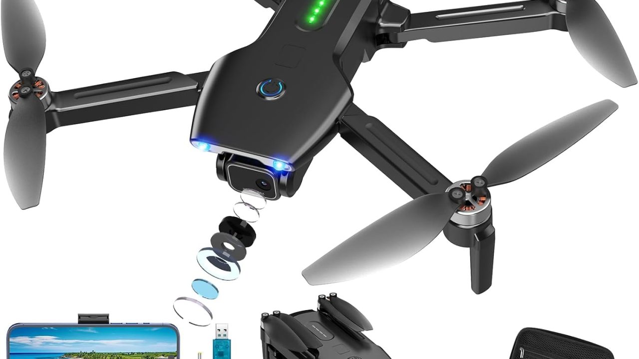 Drone with Camera, 1080P FPV Foldable Drone with Brushless Motor, One Key Take Off/Land, Altitude Hold, 360° Flip, Gravity Control, 2 Batteries, 3 Speeds Mini Drones for Kids Beginners