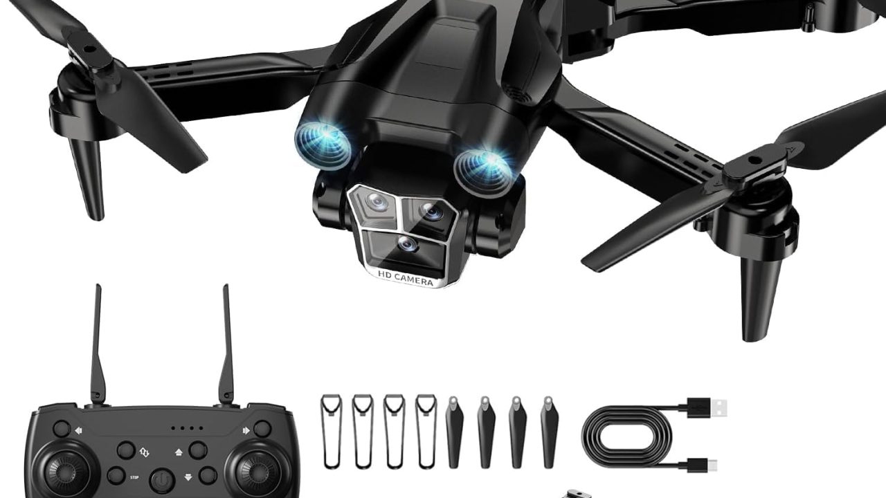 Drone with Camera 1080P HD, Mini Drone for Beginners Kids Adults, RC Quadcopter with 2 Batteries, Carrying Case, Stable Hover, Trajectory Flight, Gravity Control, One Key Take Off/Land, Black