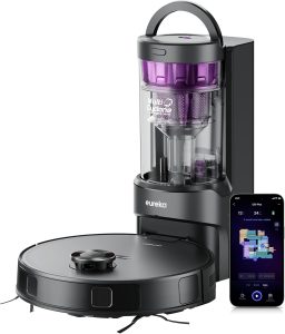 Eureka E20 Robot Vacuum with Bagless Self Emptying Station, Robotic Vacuum and Mop Combo, 45-Day Capacity, Upgraded 8000Pa Suction and Anti Hair-Tangling Brush, LiDAR Navigation, App Control