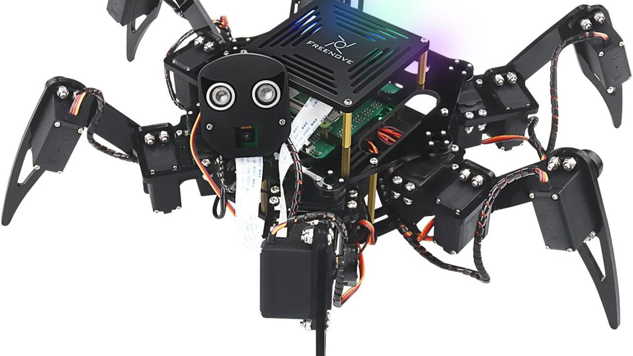 Freenove Big Hexapod Robot Kit for Raspberry Pi 5 4 B 3 B+ Zero 2 W, Walking, Self Balancing, Face Recognition, Ultrasonic Ranging, App Control, Camera, Servo (Raspberry Pi NOT Included)