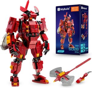 MyBuild Sci-Fi Rita 5028 – Red Armor Mech with Battle Axe | Collectible Robot Building Set | Ages 14+