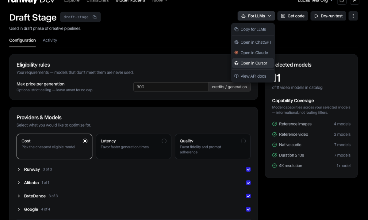 Runway launches AI model router as generative media gets crowded