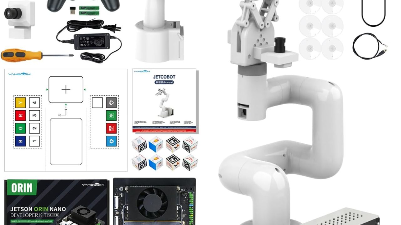 Yahboom Jetson Orin Nano Super 8GB 67Tops Robotic Arm MyCobot280 7DOF Collaborative Robot Desktop Educational Robotic Arm Python with Adaptive Gripper
