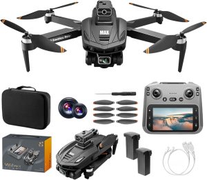 drones with camera for adults 4K 30FPS HD Video, 4.5" LCD FPV GPS Drone, 60-Min Flight Time (2 Batteries), 10,000ft Transmission, Auto Return, Foldable & Lightweight, Professional/Beginner Friendly(168mx-2 Batteries)