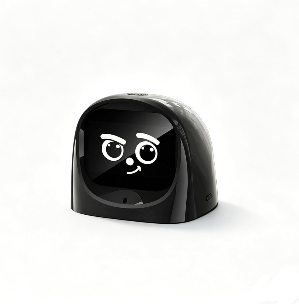 AI Voice Interaction Companion Robot for Car & Desktop, Magnetic Mount Compatible, Smart Chat Display with Expression Screen, Portable Interactive Gadget for Home & Travel (Black Eyes)