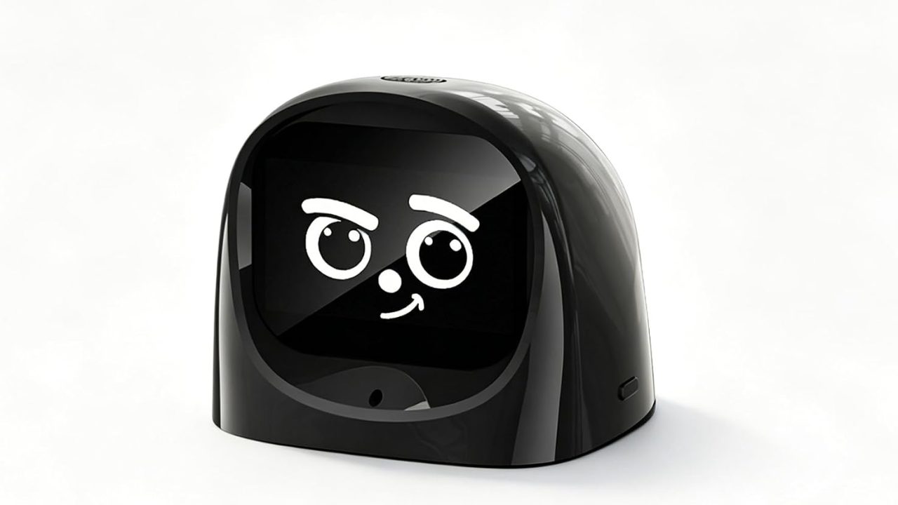 AI Voice Interaction Companion Robot for Car & Desktop, Magnetic Mount Compatible, Smart Chat Display with Expression Screen, Portable Interactive Gadget for Home & Travel (Black Eyes)