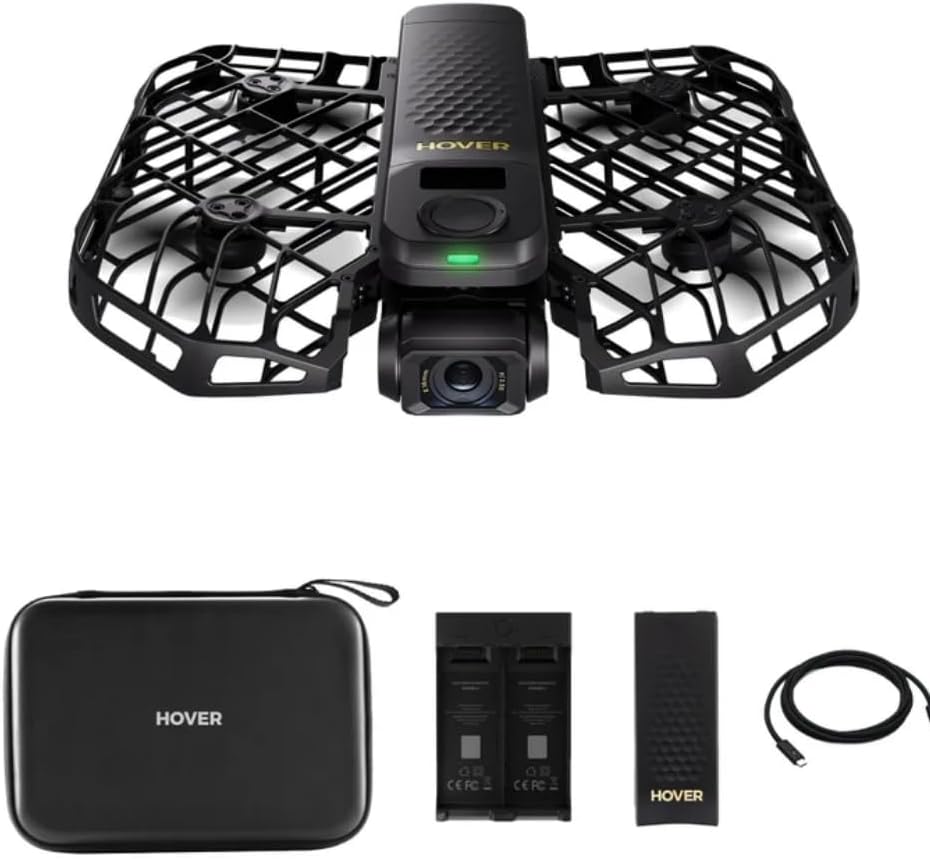 HOVERAir X1 PROMAX 8K Self-Flying Drone: Pocket AI Tracking Action Camera, 4K 120fps, 1/1.3” CMOS, 26mph Follow Speed, 64GB Storage, 2 Battery Bundle with Charging Hub & Case/Combo