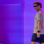 Mark Zuckerberg wears a pair of Meta Oakley Vanguard AI glasses during the Meta Connect event in Menlo Park, California, on Sept. 17, 2025.
