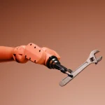 Conceptual image of a robotic arm holding a wrench.