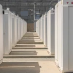 Tesla Megapack batteries during a tour of the Elkhorn Battery Energy Storage System in Moss Landing, California