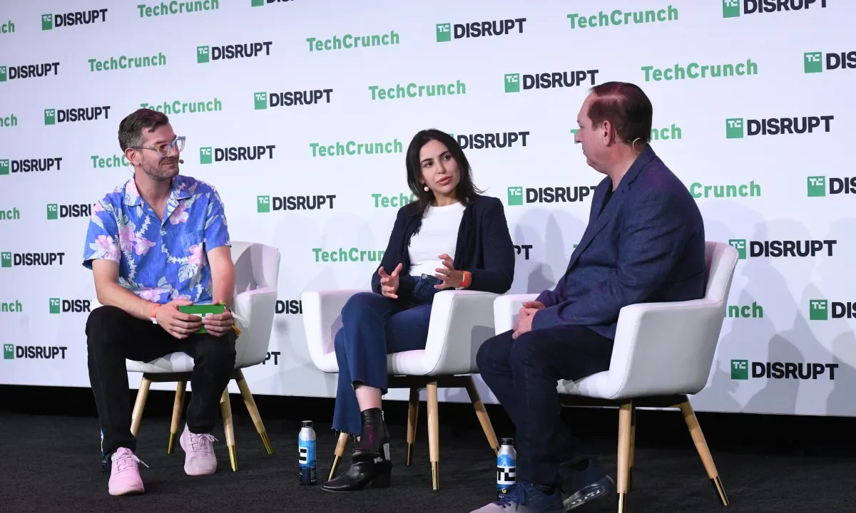May Habib onstage at TechCrunch Disrupt 2023.