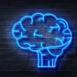 neon rendering of a brain