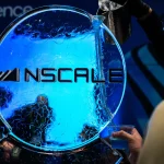 Nscale signage on the exhibition floor during the Nvidia GTC conference in San Jose, California.