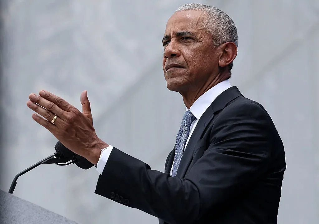 Former U.S. President Barack Obama speaks during the dedication ceremony for the opening of the Barack Obama Presidential Center in John Lewis Plaza on June 18, 2026 in Chicago, Illinois.