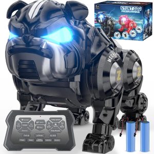 Remote Control Robot Dog Toys for Kids, Rechargeable Programmable Stunt Robot Dog with Singing, Dancing and Touch Functions for Boys Ages 3 4 5 6 7 8 9+ Birthday, Black