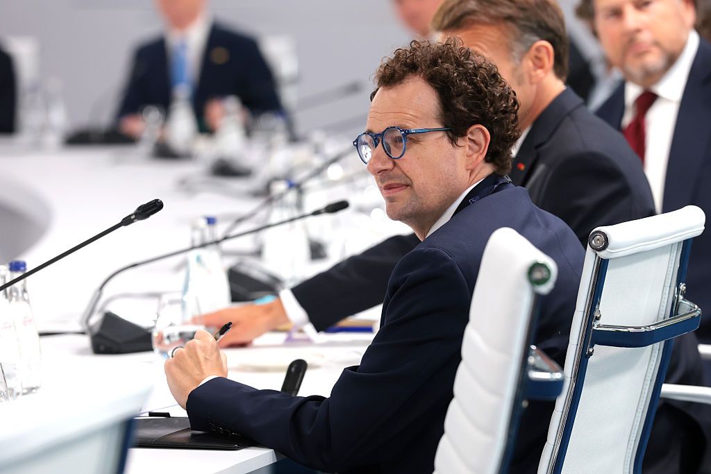 EVIAN-LES-BAINS, FRANCE - JUNE 17: CEO of Anthropic Dario Amodei attends a working lunch with G7 leaders, G7 outreach partners, and global tech CEOs on innovation and AI, during the G7 Summit on June 17, 2026 in Evian-les-Bains, France. Leaders from the Group of 7 (G7) countries convened in Evian, France, near the Swiss border, for their annual summit to discuss challenges to peace and security for Ukraine and Europe, the situation in the Middle East, and other geopolitical issues. (Photo by Anna Moneymaker/Getty Images)