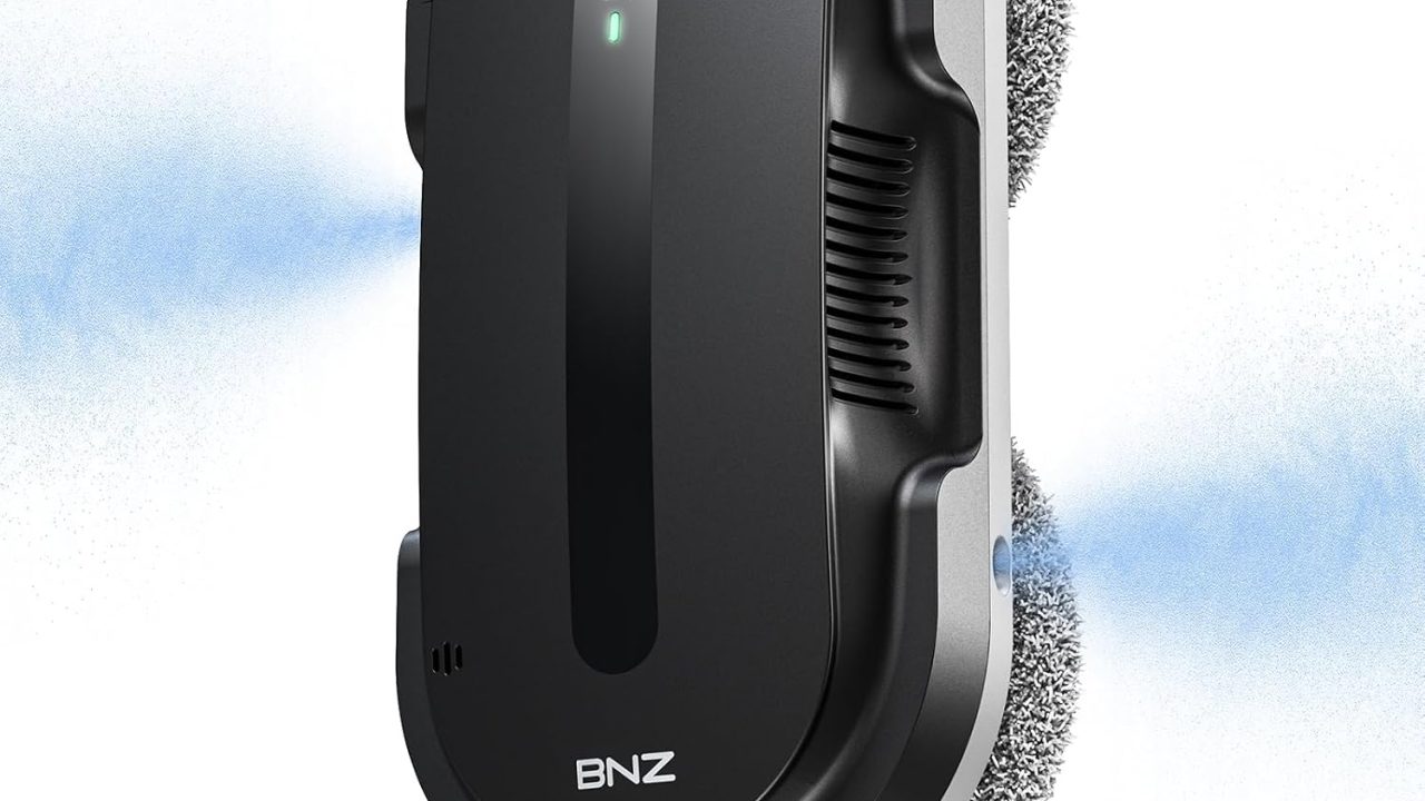 BNZ Smart Window Cleaning Robot, Twin Turbo & Dual Auto-Spray Window Cleaner with Multiple Safety System, AI Path Planning, Frameless Edge Detection, K1 (Matt Black)