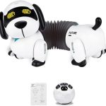 Dollox Robot Dog Remote Control Dachshund Puppy, RC Robotic Interactive Intelligent Walking Dancing Doggy Programmable Electronic Pet Toy with Music for Kids Age 6, 7, 8, 9, 10 Year Old
