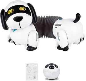 Dollox Robot Dog Remote Control Dachshund Puppy, RC Robotic Interactive Intelligent Walking Dancing Doggy Programmable Electronic Pet Toy with Music for Kids Age 6, 7, 8, 9, 10 Year Old