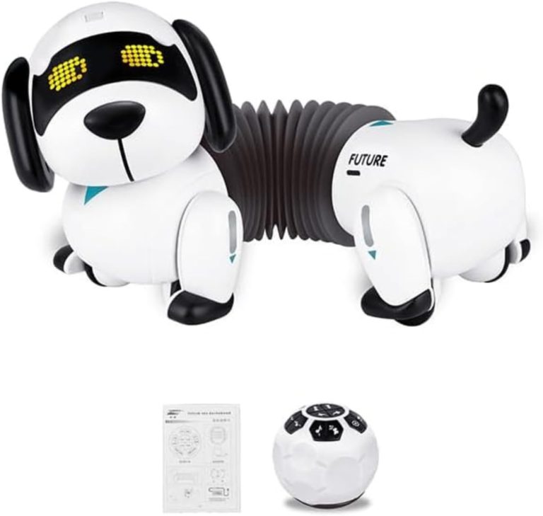 Dollox Robot Dog Remote Control Dachshund Puppy, RC Robotic Interactive Intelligent Walking Dancing Doggy Programmable Electronic Pet Toy with Music for Kids Age 6, 7, 8, 9, 10 Year Old