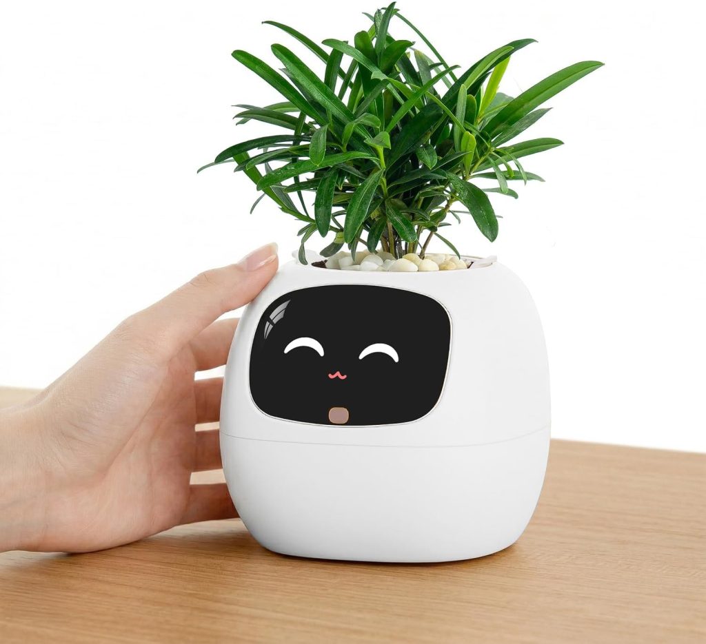Ivy Interactive AI Desk Companion & Smart Plant Pet Indoor Planter Cream