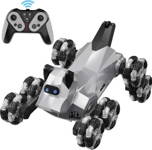 NQD® RC Robot Dog Toy, 8-Wheel Drive Stunt Robotic Dog, 360° Spin Drift & 75° Climbing RC Car, Remote Control Robot with LED Light & Sound, Electronic Pet Gift for Boys 3-12