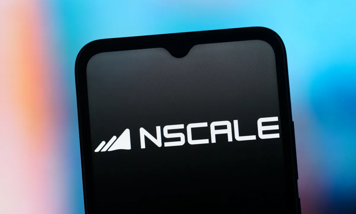 Nscale logo shown on a smartphone screen