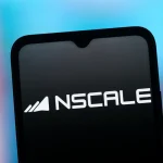 Nscale logo shown on a smartphone screen