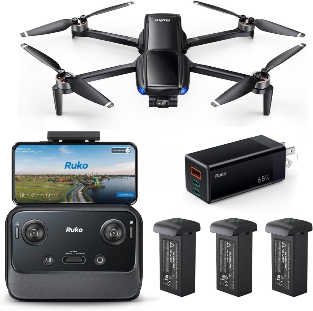Ruko U11MINI 4K Drones with Camera for Adults 4K and PD65W USB C Charger